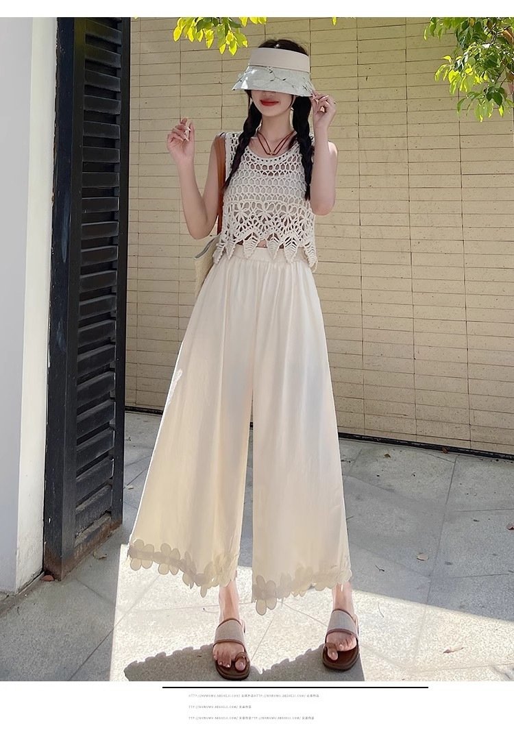 レディース パンツ 花柄 ゆったり ワイド 春夏 カジュアル きれいめ 春 夏 レース ブラック 上品 ロング ワイドパンツ ストレッチ ポリエステル 森ガール