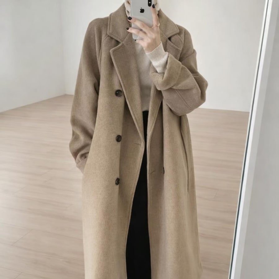 レディース コート ジャケット 長袖 ゆったり 秋冬 秋 きれいめ 通勤 体型カバー 冬 ロング ウール 切り替えデザイン ボタン ポリエステル