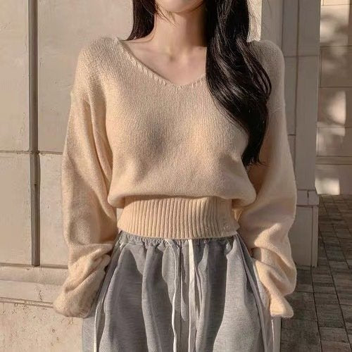 ニット 長袖 無地 春夏 カジュアル Vネック 春 夏 秋 シンプル 冬 韓国ファッション サイドボタン ボタン 秋冬