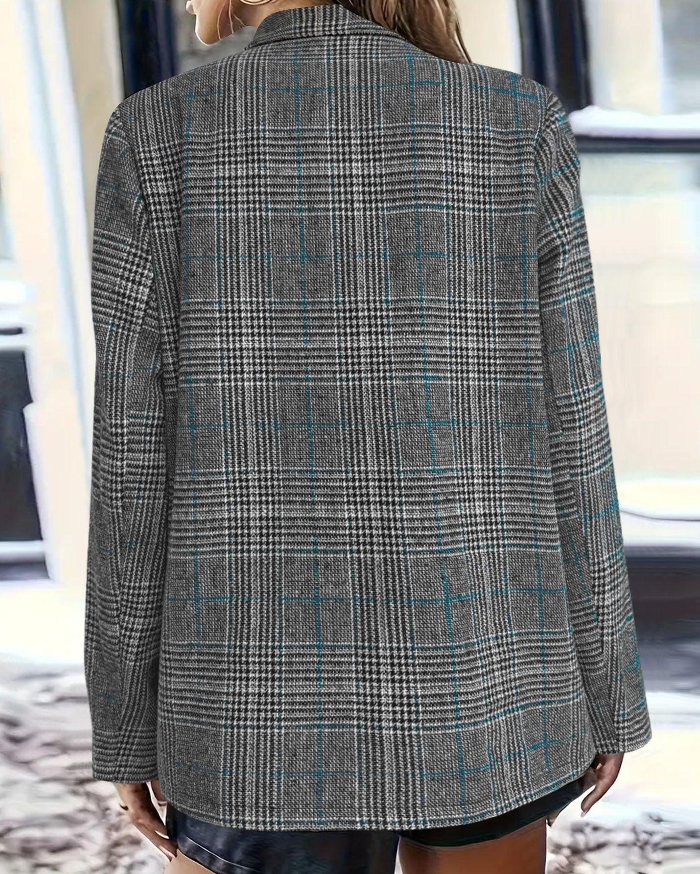 レディース ニット ジャケット 長袖 チェック柄 ゆったり 秋冬 秋 きれいめ 通勤 オフィス 体型カバー 膝丈 冬 上品 襟付き スーツ タイ アウター ボタン ポリエステル