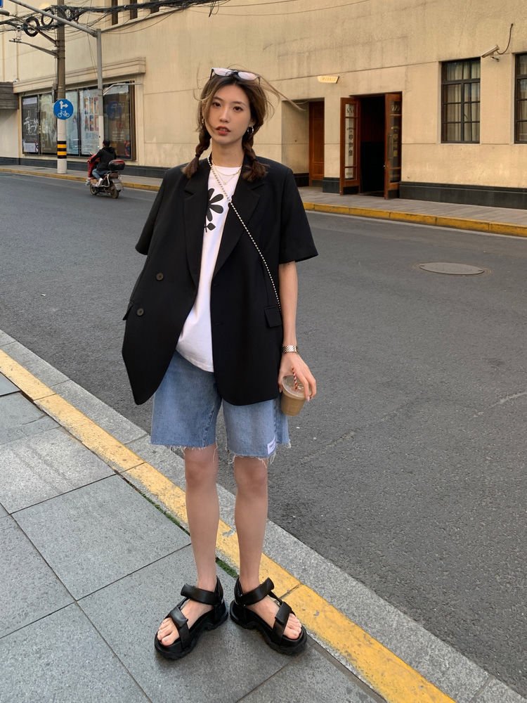 レディース パンツ ジャケット 半袖 無地 ゆったり 春夏 カジュアル きれいめ 春 ショート 夏 ショートパンツ シンプル 上品 薄手 スーツ セットアップ ポリエステル