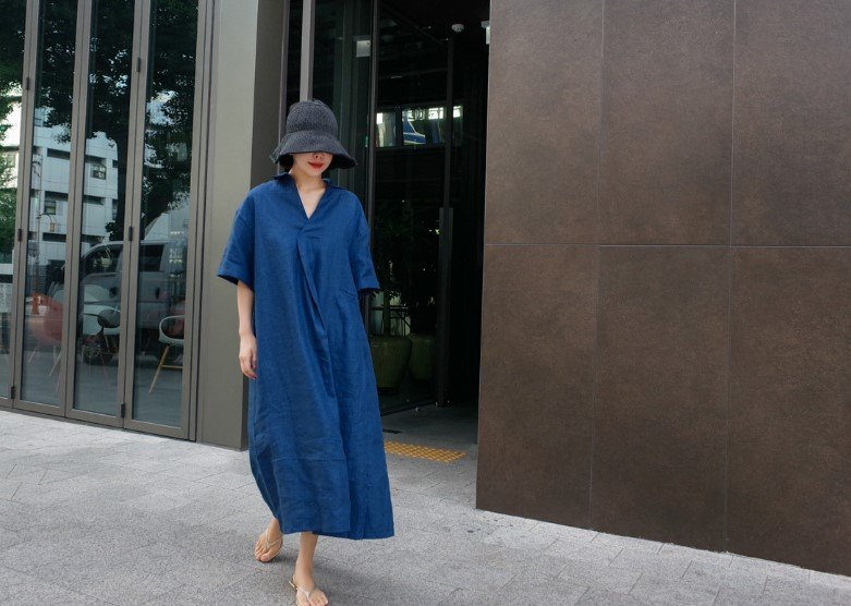 ドレス 半袖 無地 スリム 春夏 Vネック 春 夏 膝上 シンプル ロング