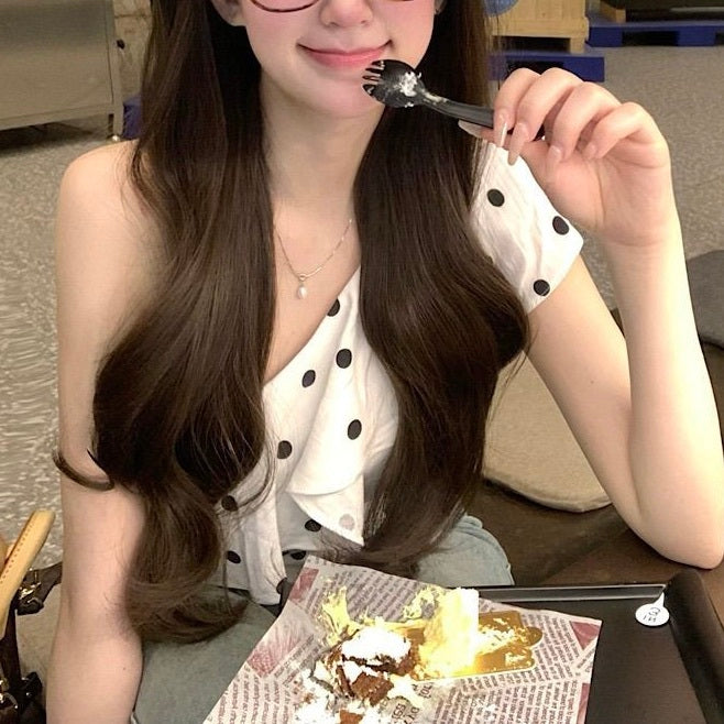 レディース トップス カットソー プルオーバー Tシャツ フリル袖 ワンショルダー タイト スリム 細身 フリル かわいい 大人可愛い シンプル おしゃれ こなれ感 ガーリー 抜け感 ラブリー キュート アクティブ ロマンティック ナチュラル ドット柄 水玉 夏 デート お出かけ イベント リゾート レストラン ビーチ 女子会 休日 バカンス ショッピング カフェ モノトーン ランチ 普段使い 着回し モテ 清楚 トレンド 流行 インスタ映え S M L XL 小さいサイズ 大きいサイズ 白 ホワイト