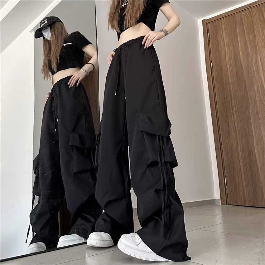 レディース パンツ ボトムス カーゴパンツ 丈長 ロング ワイド ストリート ポケット ハイウエスト ドロスト シンプル カジュアル おしゃれ かっこいい こなれ感 メンズライク ボーイッシュ ルーズ クール 抜け感 無地 春 夏 秋 冬 オールシーズン ママ 通勤 学生 学校 通学 デート お出かけ 旅行 公園 女子会 休日 ショッピング お花見 普段使い 着回し トレンド 流行 M L XL 2XL 大きいサイズ ブラック ダークグレー イエロー ベージュ ブルー グリーン ベーシックカラー