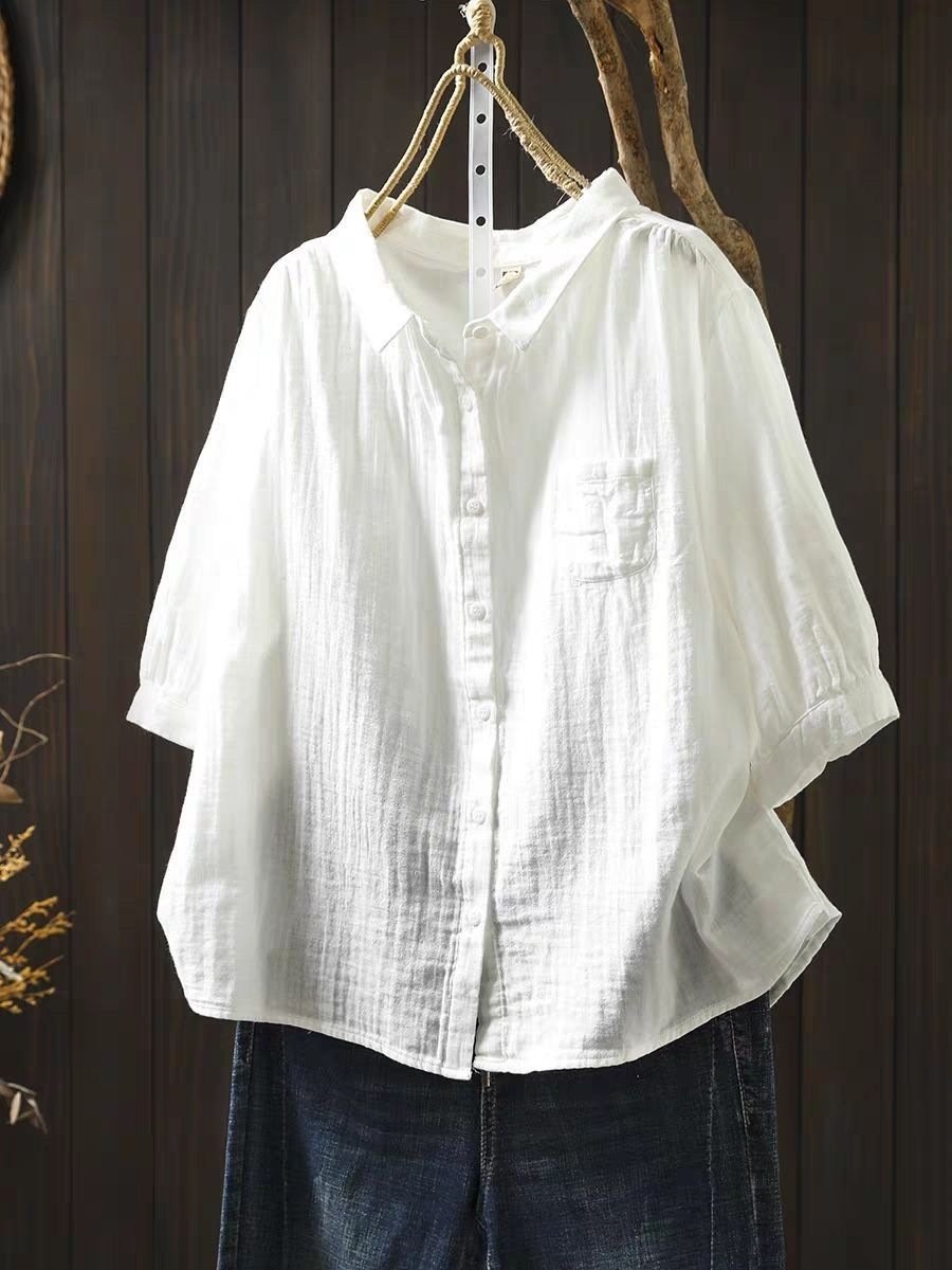 シャツ トップス 半袖 無地 ゆったり 春夏 カジュアル きれいめ 通勤 夏服 前開き 春 夏 シンプル 薄手 襟付き ベーシック レギュラー ボタン ポリエステル