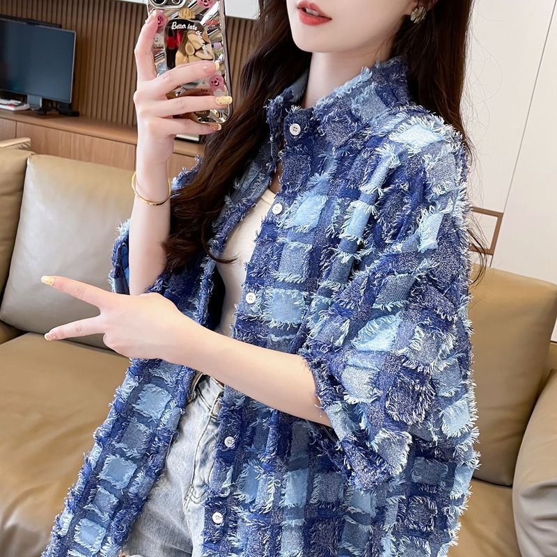 シャツ ジャケット 半袖 チェック柄 ゆったり 春夏 カジュアル 前開き 春 夏 ミモレ 薄手 ポリエステル