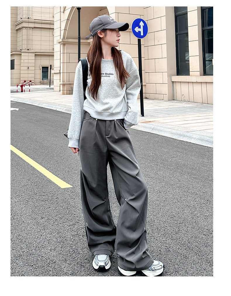 レディース パンツ ゆったり 春夏 カジュアル 春 夏 秋 冬 ストレートパンツ ストレート ワークパンツ 切り替えデザイン 裏起毛 ストレッチ ポリエステル 秋冬