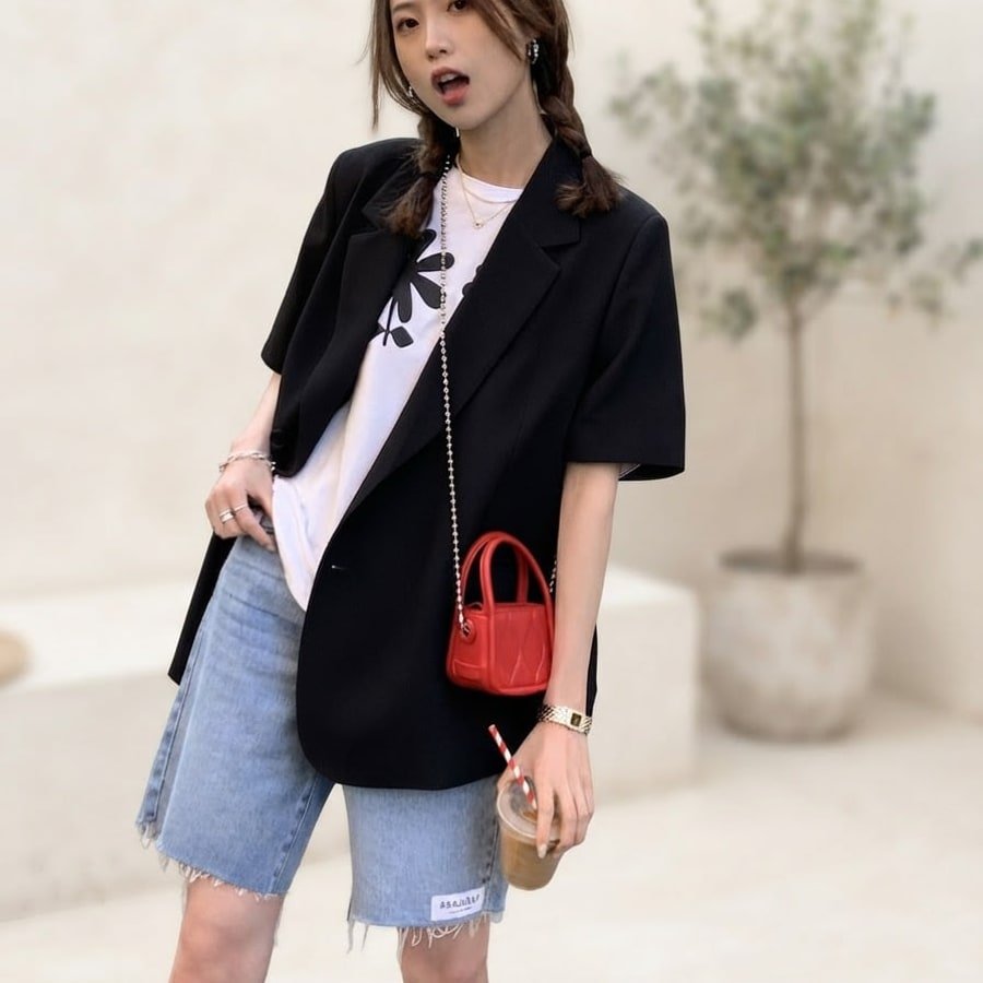 レディース パンツ ジャケット 半袖 無地 ゆったり 春夏 カジュアル きれいめ 春 ショート 夏 ショートパンツ シンプル 上品 薄手 スーツ セットアップ ポリエステル