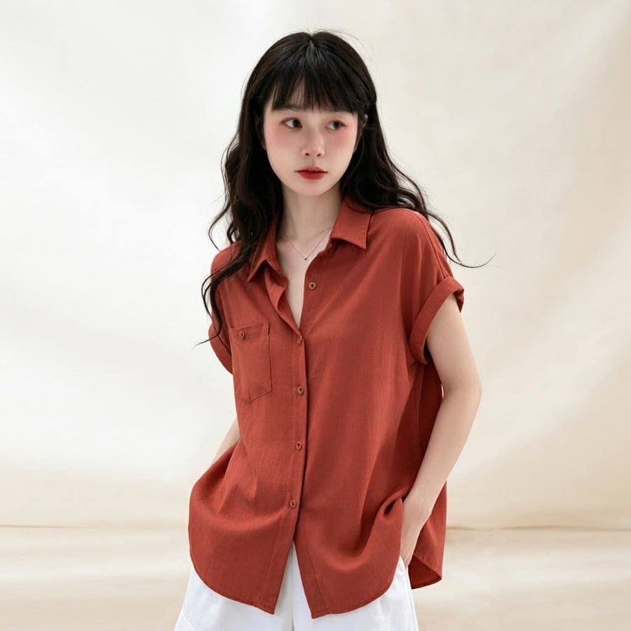 ブラウス シャツ 半袖 ゆったり リネン 春夏 きれいめ 通勤 前開き 春 夏 襟付き ボタン