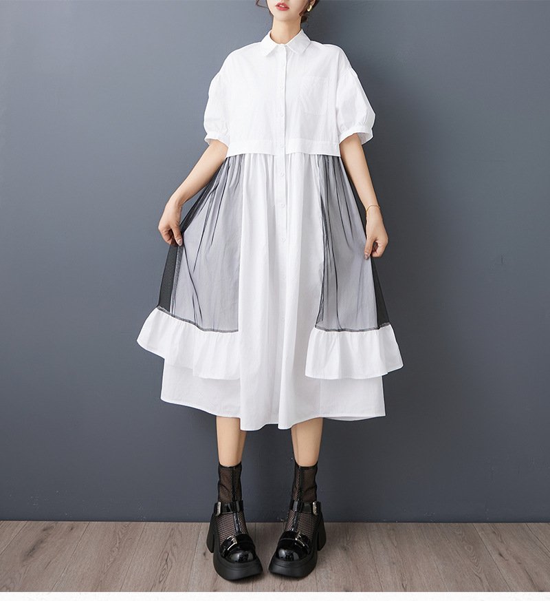 ワンピース 半袖 春夏 カジュアル おしゃれ 春 夏 ラウンドネック ロング アシンメトリー