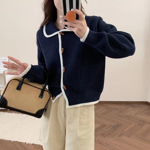レディース ニット カーディガン コート 長袖 無地 秋冬 秋 膝丈 ラウンドネック シンプル 冬 上品 リボン セーター ストレッチ ポリエステル 灰色