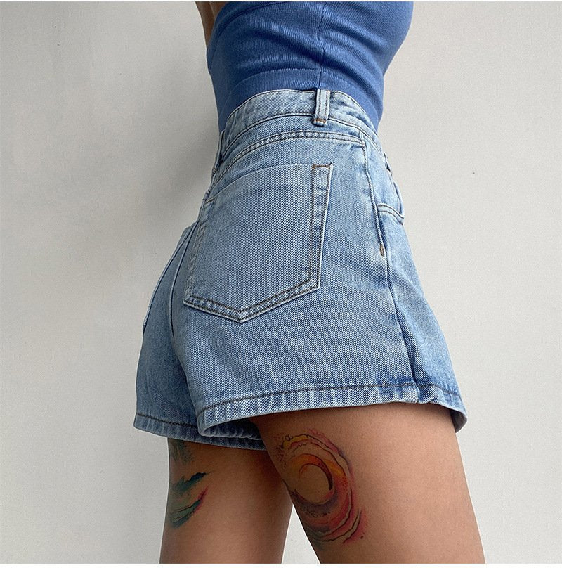 レディース パンツ スカート コットン 綿 デニム 春夏 春 ショート 夏 ショートパンツ Aライン ハイウエスト タイ ポリエステル 細見え