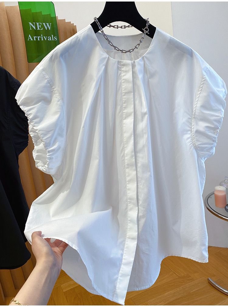 レディース ブラウス シャツ トップス 半袖 無地 ゆったり 春夏 カジュアル きれいめ 通勤 おしゃれ 前開き 春 夏 フラワー シンプル プルオーバー バルーン レギュラー