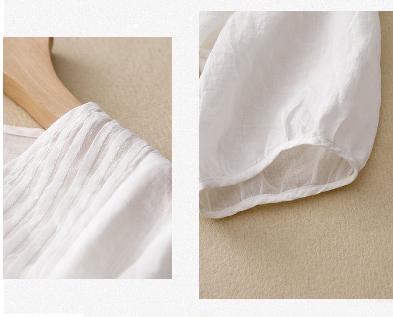 レディース シャツ Tシャツ 長袖 無地 ゆったり コットン 綿 麻 夏 きれいめ 通勤 体型カバー 春夏 前開き Vネック シンプル
