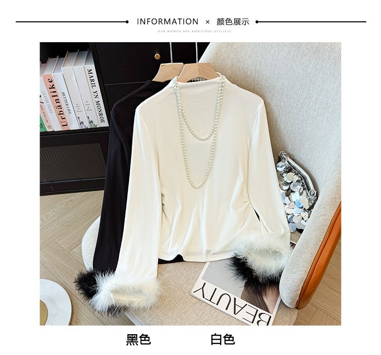 Tシャツ ニット 長袖 スリム 秋冬 秋 カジュアル ラウンドネック 冬 タートルネック シャツ ハーフ タイ ベーシック インナー
