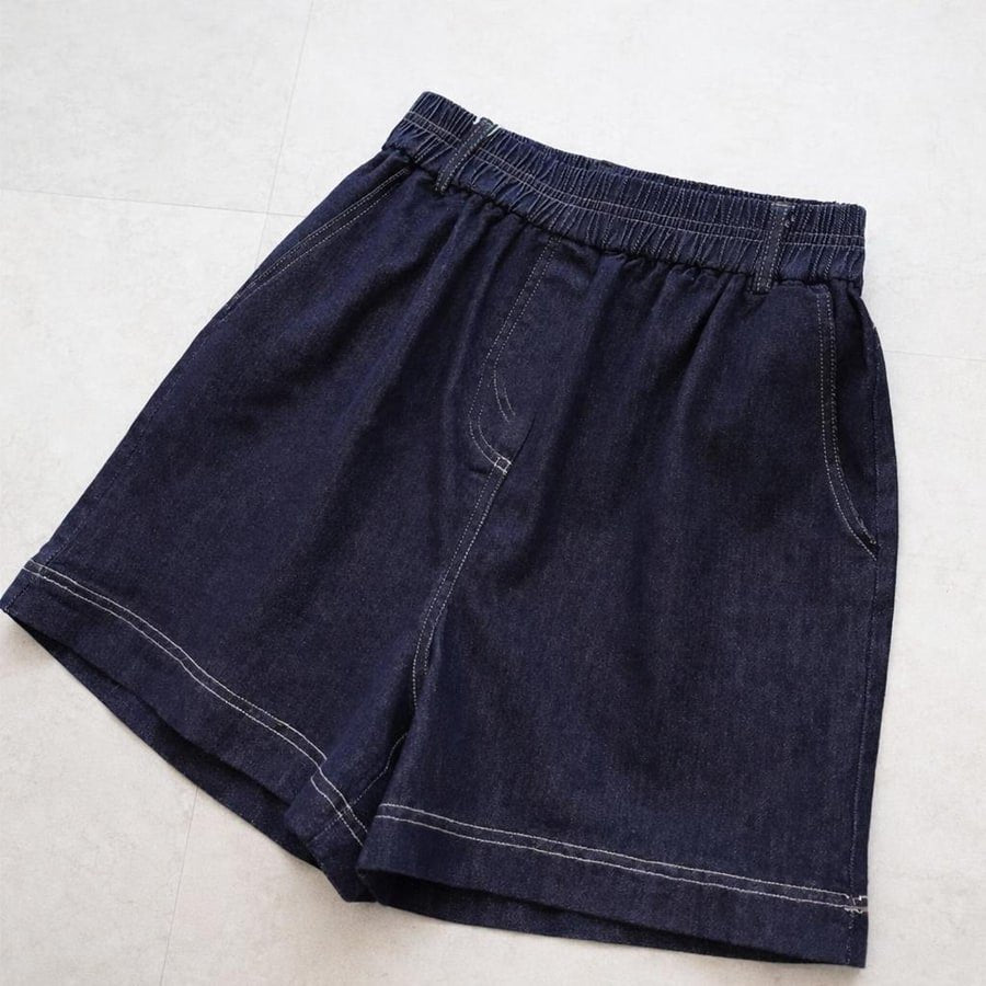 レディース パンツ ゆったり ワイド デニム 春夏 大きいサイズ 春 ショート 夏 ショートパンツ 薄手 ハイウエスト ポリエステル