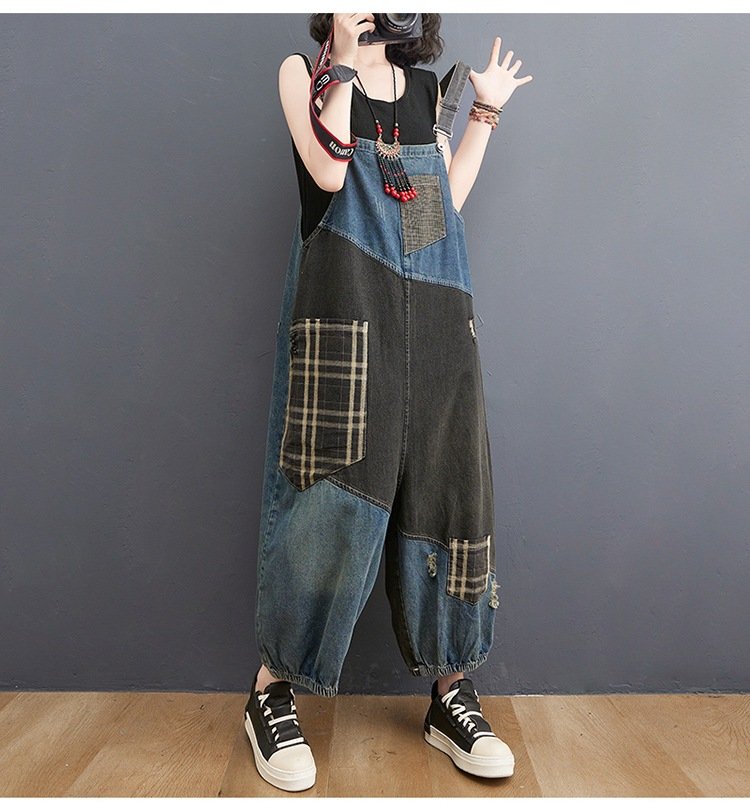 レディース パンツ チェック柄 無地 ゆったり ワイド デニム 春夏 きれいめ 通勤 オフィス 大きいサイズ 春 夏 シンプル ワイドパンツ クロップド丈 サロペット ハイウエスト オールインワン ポリエステル 配色 春服