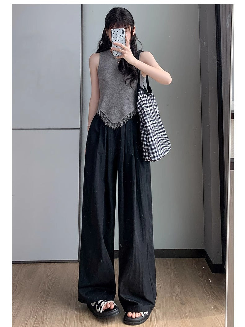 レディース パンツ ボトムス ロングパンツ ワイドパンツ ロング ワイド ストレート Iライン 裾ワイド ポケット ハイウエスト ウエストゴム 薄手 大人可愛い おしゃれ かっこいい こなれ感 ラフ 個性的 主役級 存在感 無地 春 夏 秋 冬 オールシーズン ママ ビジネス デート お出かけ お泊まり 旅行 ジム 公園 女子会 韓国 オルチャン 楽ちん 体型カバー 普段使い インスタ映え S M L XL 大きいサイズ ゆったり ゆる 黒 ブラック グレー ワインレッド