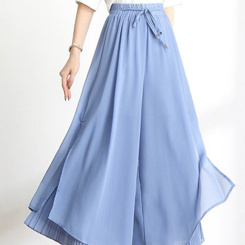 レディース パンツ ボトムス ロングパンツ ワイドパンツ 9分丈 アンクル丈 ワイド フレア フェミニン プリーツ シフォン スリット サイドスリット ハイウエスト ドロスト かわいい 大人可愛い きれいめ シンプル 上品 おしゃれ ラフ ガーリー 抜け感 ラブリー キュート 無地 春 夏 デート お出かけ 休日 楽ちん 体型カバー 美脚 脚長 インスタ映え S M L XL 2XL 3XL 4XL 5XL 小さいサイズ 大きいサイズ ビッグ ゆったり ゆる 白 ホワイト 黒 ブラック 水色 ライトブルー