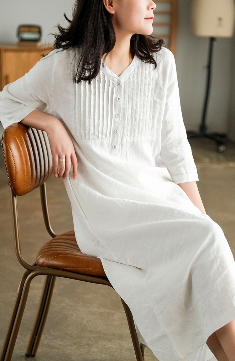 ドレス 無地 春夏 カジュアル Vネック 春 夏 膝上 シンプル ロング おしゃれ 薄手
