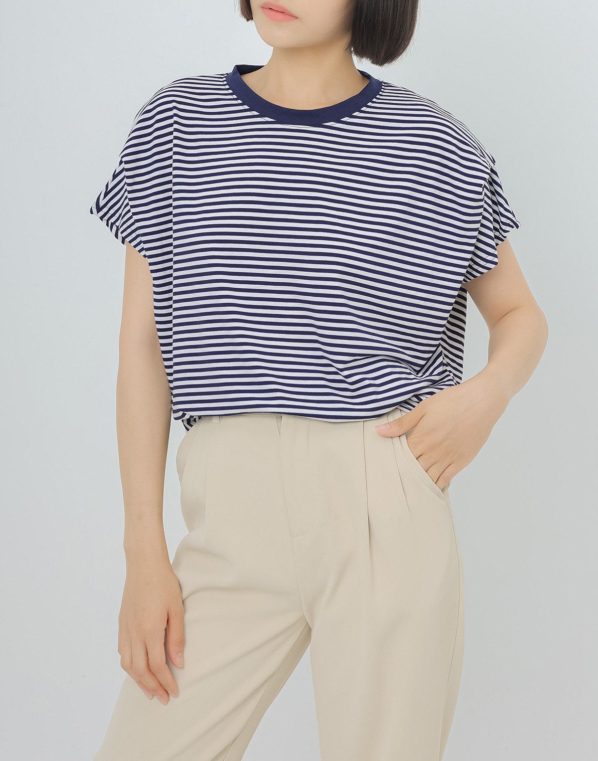 レディース トップス Tシャツ ニット 半袖 ボーダー ストライプ チェック柄 ゆったり コットン 綿 夏 体型カバー 春夏 膝丈 ラウンドネック シャツ