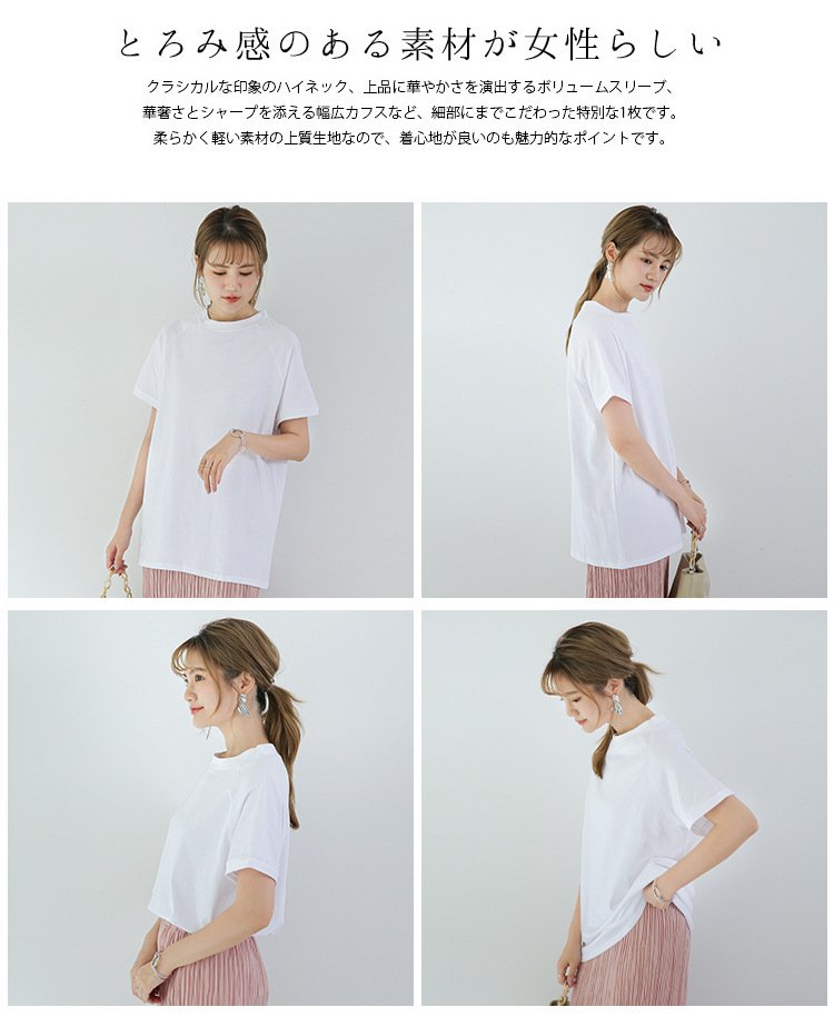 レディース Tシャツ 半袖 ボーダー ストライプ ゆったり コットン 綿 春夏 カジュアル 春 夏 ラウンドネック ハイネック シャツ ハーフ ラグラン