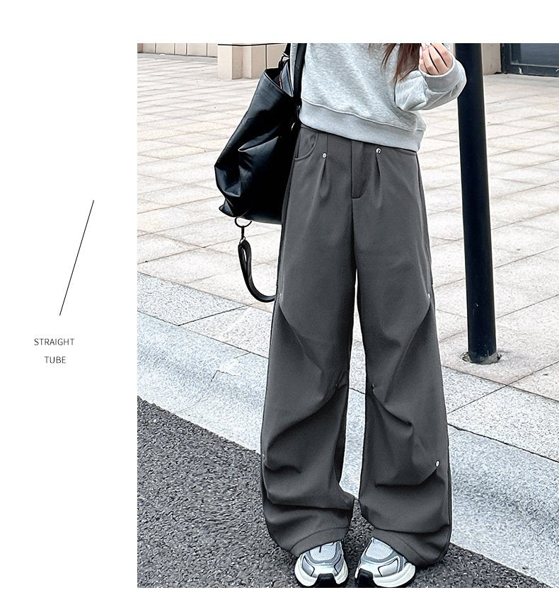 レディース パンツ ゆったり 春夏 カジュアル 春 夏 秋 冬 ストレートパンツ ストレート ワークパンツ 切り替えデザイン 裏起毛 ストレッチ ポリエステル 秋冬