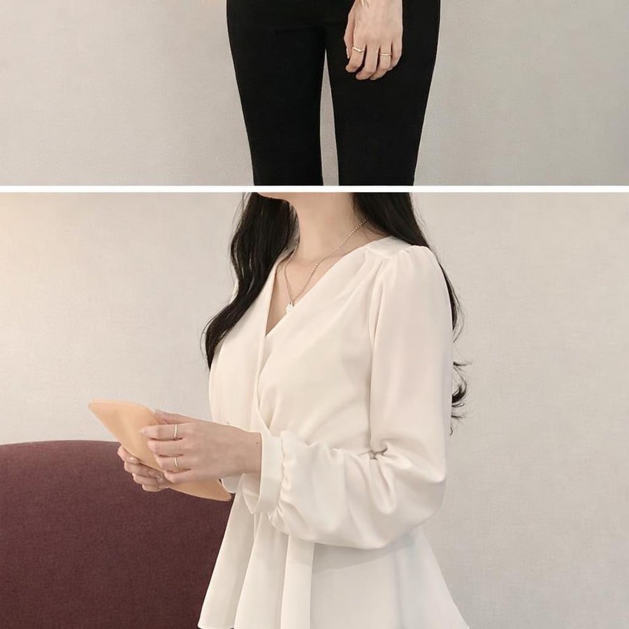レディース シャツ ジャケット 長袖 ボーダー ストライプ 春 秋 春夏 前開き Vネック シフォン リボン ウエストリボン 切り替えデザイン