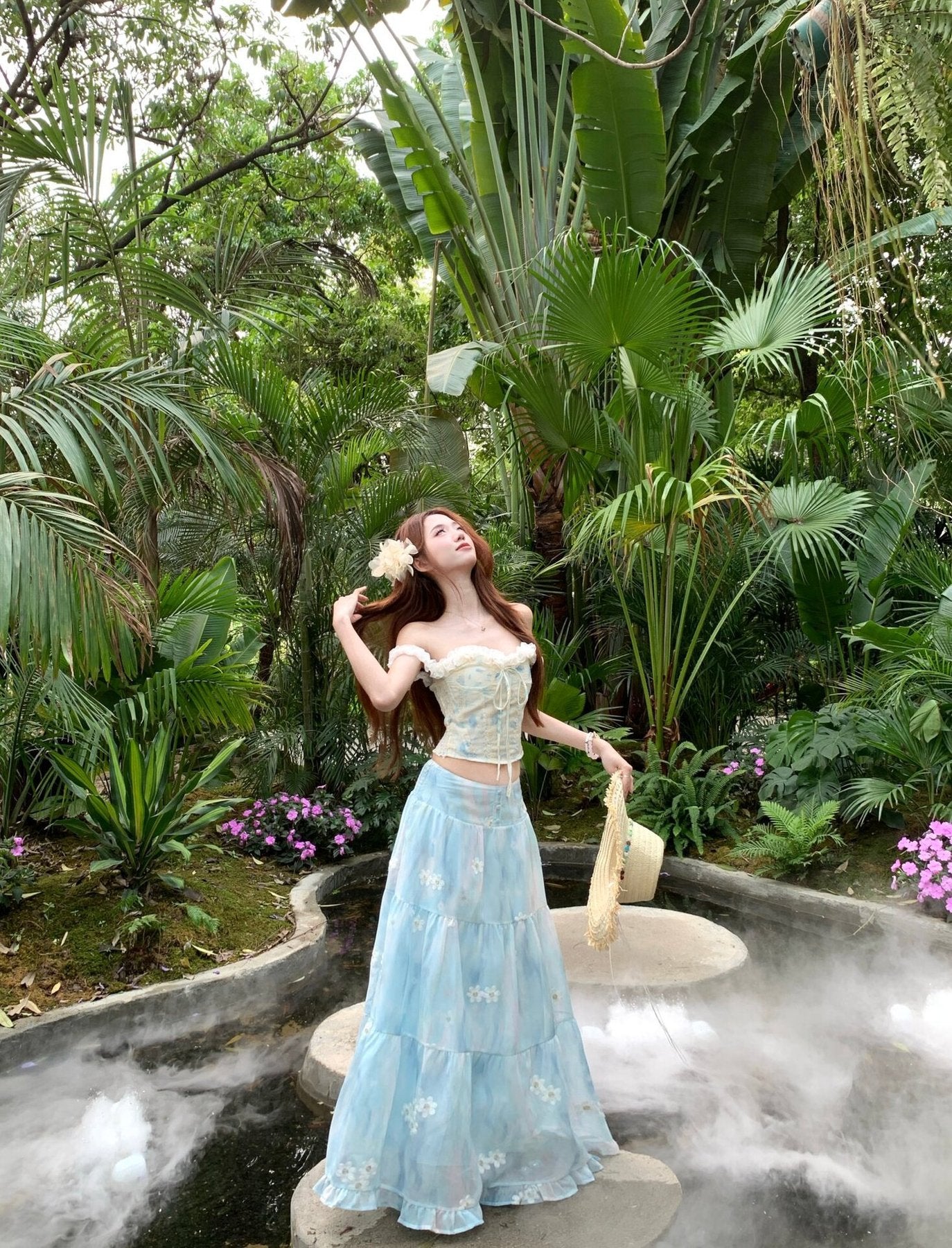 ワンピース ノースリーブ 花柄 春夏 きれいめ 袖なし 春 夏 リゾート ロング 上品 フレア セットアップ 切り替えデザイン ハイウエスト