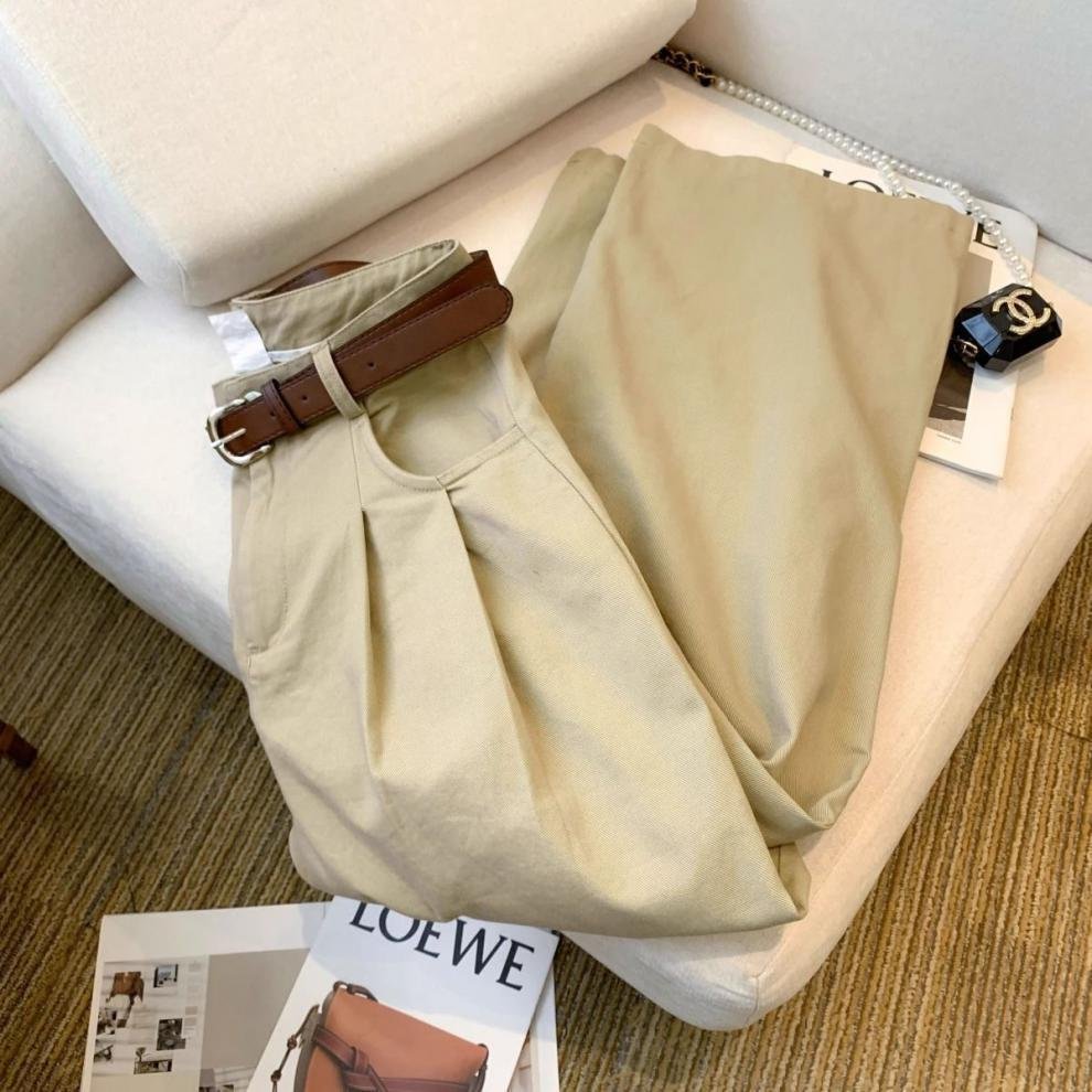 レディース パンツ ゆったり ワイド コットン 綿 デニム 秋冬 秋 カジュアル プリーツ 白 冬 スリム ストレートパンツ ロング ストレート デニムパンツ ハイウエスト