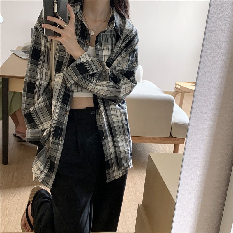 レディース シャツ ジャケット 長袖 チェック柄 ゆったり 夏 きれいめ レトロ 体型カバー 春夏 前開き ブラック 上品 襟付き ブルー ストレッチ アウター
