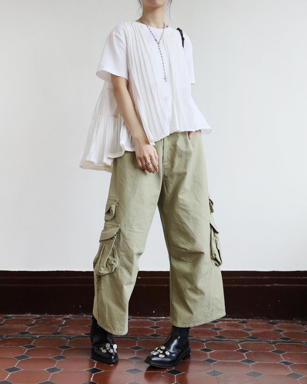 レディース トップス Tシャツ 半袖 無地 春夏 レトロ プリーツ 春 夏 シンプル シフォン シャツ