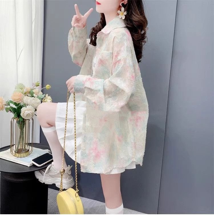 シャツ ジャケット 長袖 ゆったり 春夏 カジュアル 前開き 春 夏 ミモレ 薄手 ポリエステル