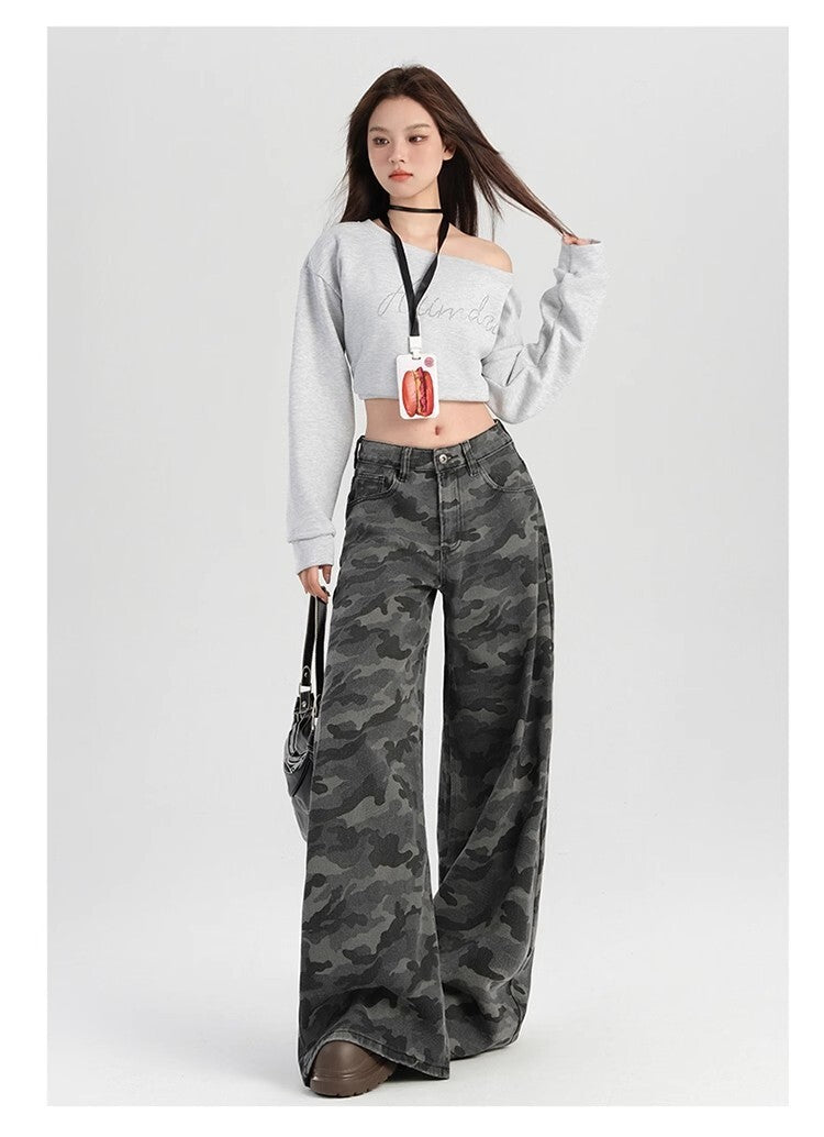 レディース パンツ ボトムス Gパン ロングパンツ ワイドパンツ デニムパンツ ロング 丈長 ワイド ストレート 裾ワイド ストリート ポケット ボタン アメカジ デニム カラーデニム カジュアル おしゃれ かっこいい こなれ感 ラフ メンズライク ボーイッシュ クール 抜け感 ワイルド 迷彩 カモフラージュ 春 夏 秋 冬 オールシーズン シーズンレス ママ 学生 学校 通学 お出かけ アウトドア 旅行 女子会 休日 ショッピング ライブ フェス ランチ S M L XL 2XL 大きいサイズ グレー