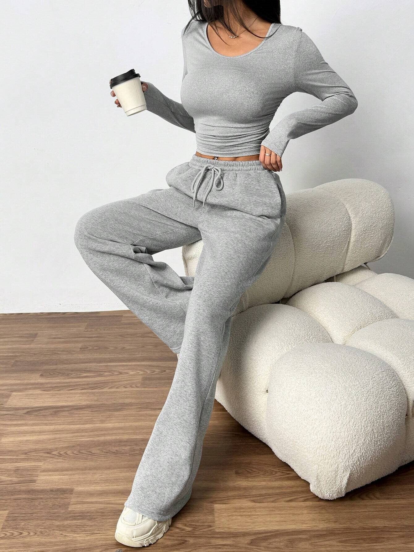 レディース トップス パンツ ボトムス カットソー プルオーバー セットアップ ロングパンツ ワイドパンツ ショート ロング 長袖 ラウンドネック 襟なし スリム 細身 ストリート ポケット ウエストゴム ドロスト かわいい シンプル カジュアル おしゃれ かっこいい ラフ こなれ感 メンズライク ボーイッシュ クール 抜け感 無地 春 秋 ママ 学生 学校 通学 部活 旅行 ジム 公園 休日 コーデ 楽ちん 普段使い 着回し XS S M L 小さいサイズ ブラック ブラウン グレー ベーシックカラー