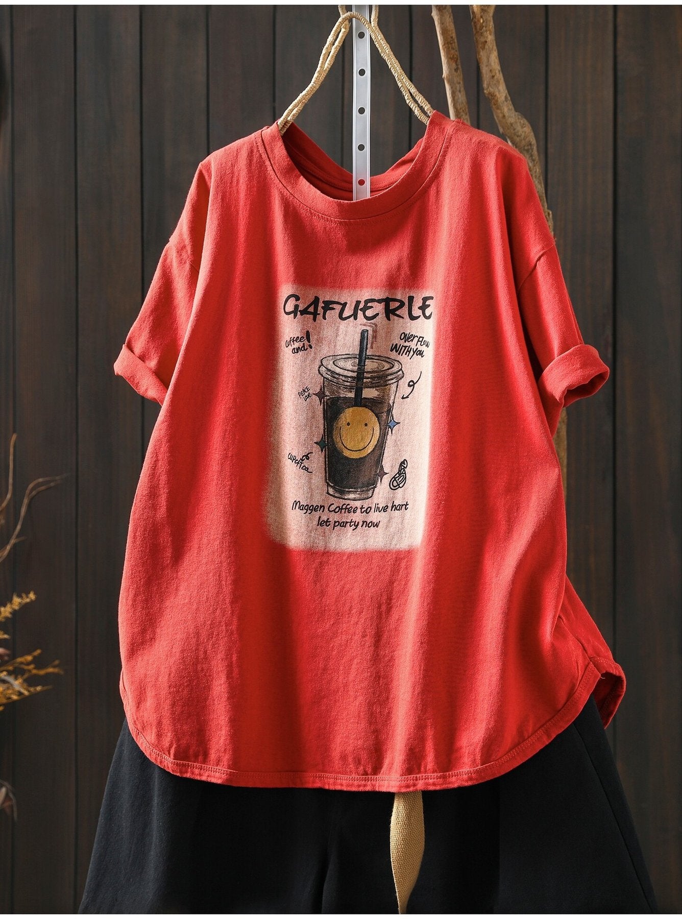 レディース シャツ Tシャツ 半袖 プリント ゆったり コットン 綿 春夏 カジュアル 体型カバー おしゃれ 前開き 春 夏 ラウンドネック シンプル 黒 プルオーバー