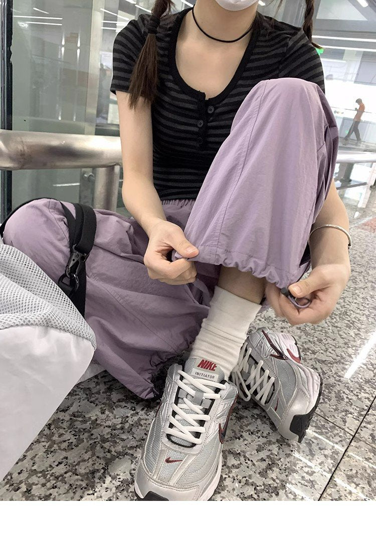 パンツ ゆったり 春夏 カジュアル 春 夏 ワークパンツ ハイウエスト 速乾 ナイロン