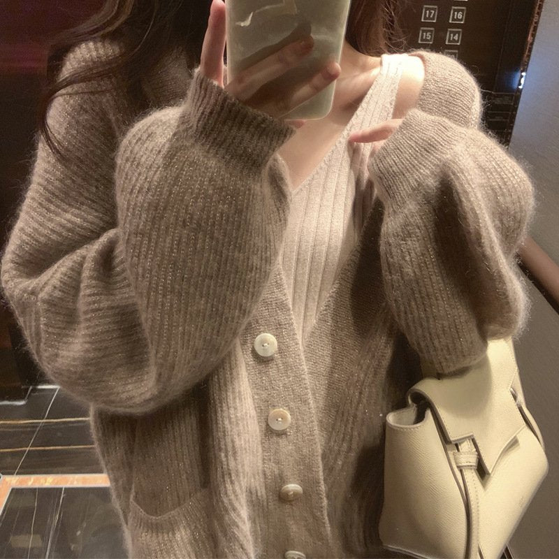 レディース ニット カーディガン 長袖 無地 ゆったり 春夏 きれいめ 通勤 オフィス 体型カバー Vネック 春 ショート 夏 ラウンドネック シンプル アウター ボタン ポリエステル ショール