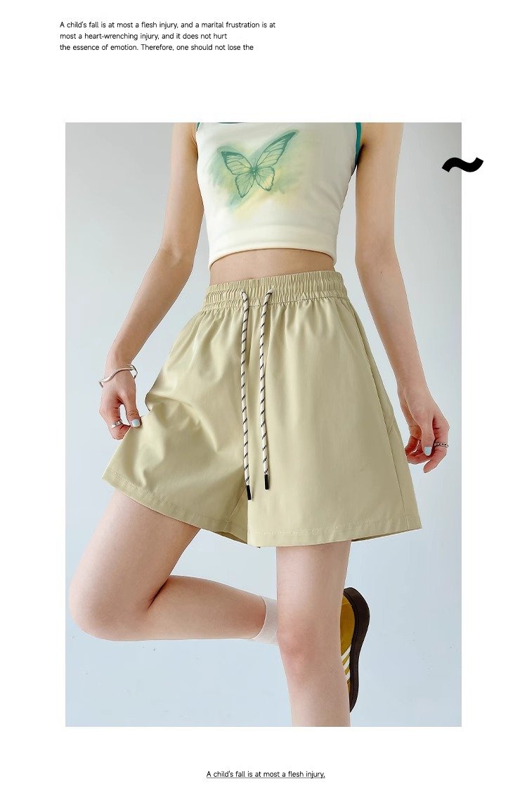 レディース パンツ ゆったり 春夏 カジュアル アメリカン 春 ショート 夏 ショートパンツ Aライン 切り替えデザイン タイ 速乾 ポリエステル