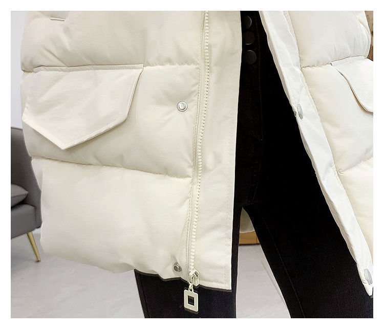 レディース ベスト ジャケット 無地 ゆったり コットン 綿 秋冬 秋 きれいめ 体型カバー 膝丈 シンプル 冬 上品 厚手 フード 中綿 ポリエステル