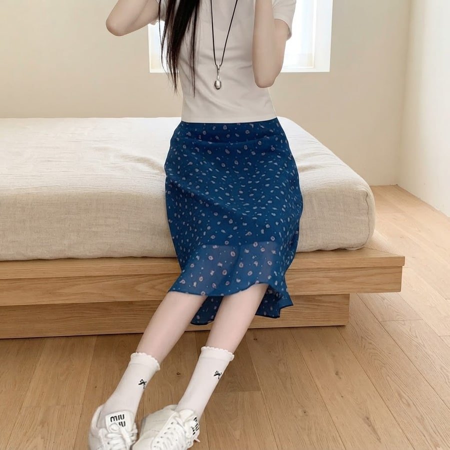 レディース スカート 花柄 プリント アニマル柄 スリム 春夏 カジュアル ミニ 春 夏 ロング ストレート シフォン 切り替えデザイン ハイウエスト フェミニン