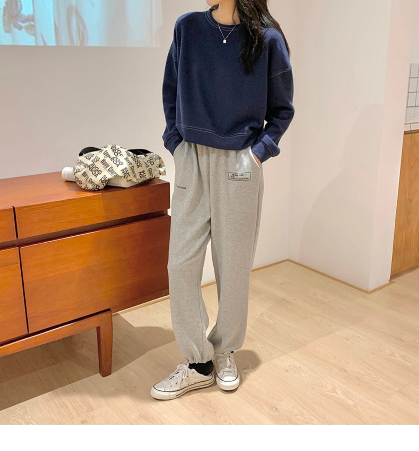 レディース トップス 長袖 ゆったり コットン 綿 春 秋冬 カジュアル 春夏 ショート ラウンドネック 秋 冬 裏起毛 プルオーバー タイ