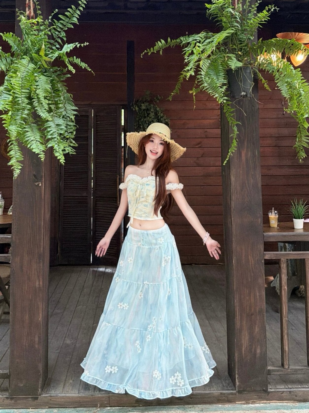 ワンピース ノースリーブ 花柄 春夏 きれいめ 袖なし 春 夏 リゾート ロング 上品 フレア セットアップ 切り替えデザイン ハイウエスト