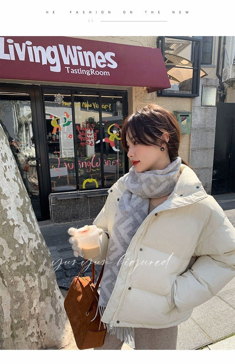 レディース コート ジャケット 長袖 ゆったり 冬 きれいめ 通勤 体型カバー ショート ホワイト ダウン おしゃれ 暖かい スタンドカラー レギュラー ポリエステル ダウンジャケット