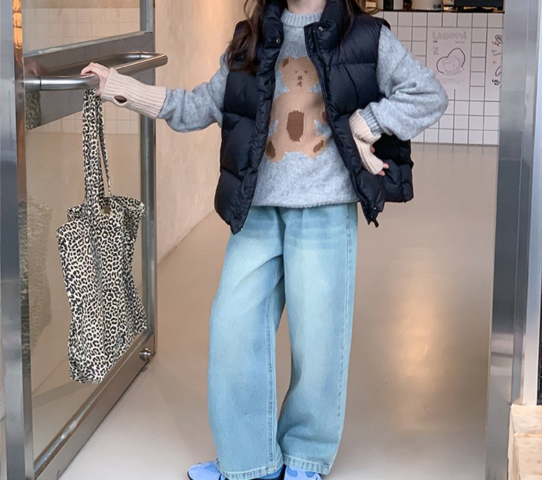 レディース トップス ベスト ノースリーブ 無地 ゆったり 体型カバー 袖なし ショート 男女兼用 シンプル ブラック ダウン ベージュ インナー
