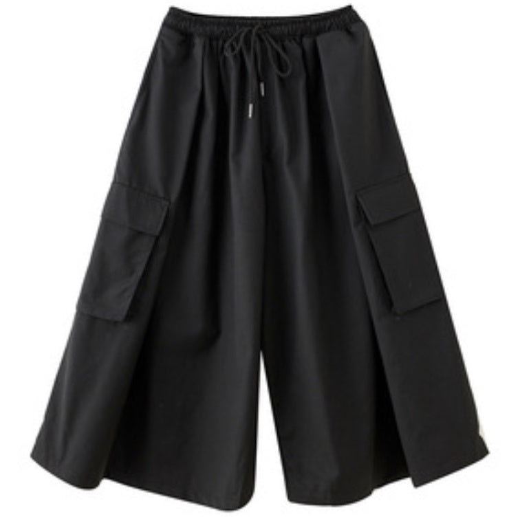 レディース パンツ ボトムス ロングパンツ ワイドパンツ カーゴパンツ アンクル丈 オーバーサイズ  ストリート ウエストリボン ポケット ハイウエスト ドロスト アメカジ かわいい 大人可愛い シンプル カジュアル おしゃれ こなれ感 ラフ メンズライク マニッシュ ボーイッシュ スポーティー 抜け感 ベーシック アメリカン アクティブ ナチュラル 無地 オールシーズン アウトドア キャンプ 楽ちん 体型カバー 美脚 脚長 普段使い 着回し 定番 ゆったり ゆる フリーサイズ ワンサイズ 黒 ブラック