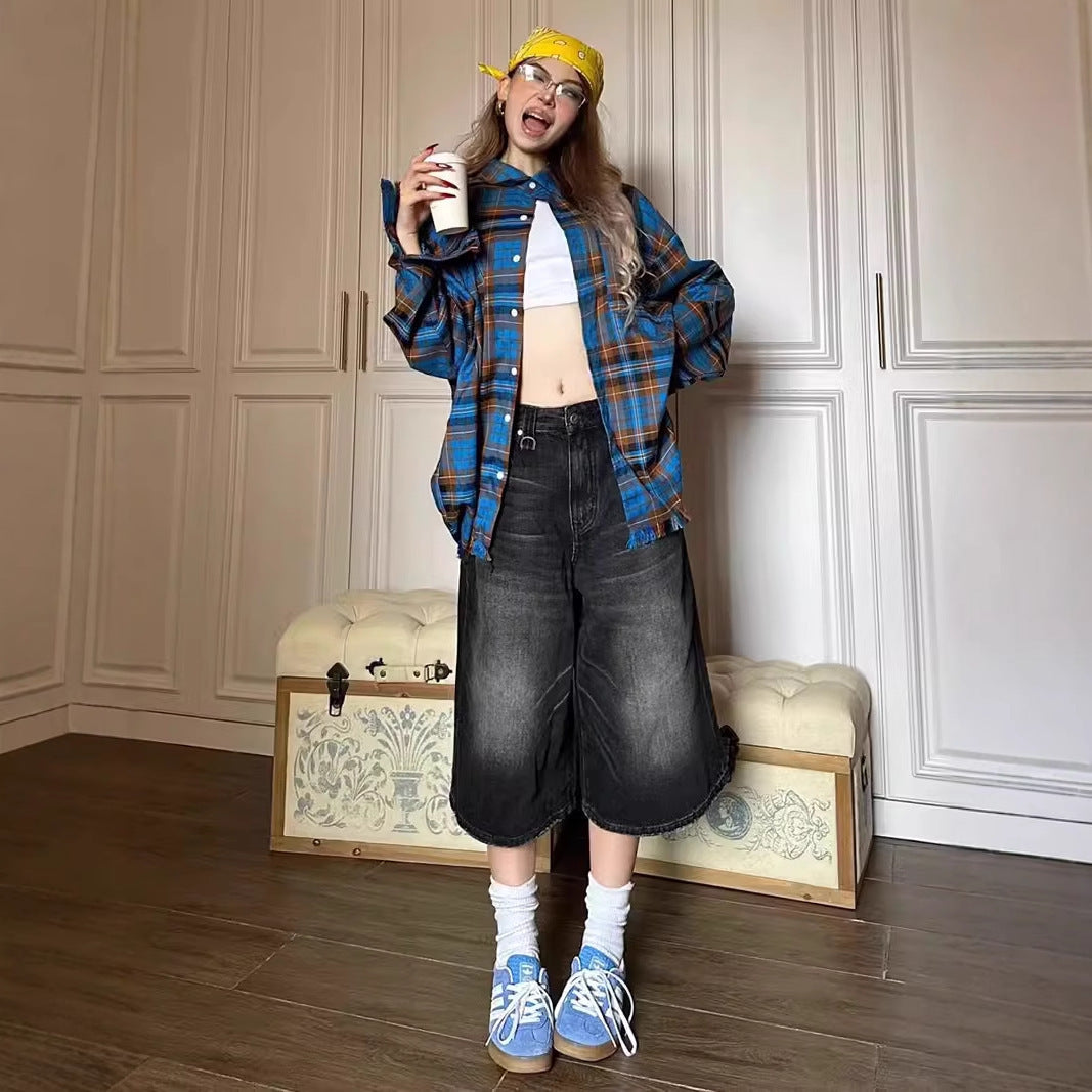 レディース パンツ ボトムス ガウチョパンツ デニムパンツ 膝下 7分丈 クロップド丈 ストレート ファスナー ポケット ハイウエスト ボタン シンプル カジュアル かっこいい レトロ ラフ メンズライク ボーイッシュ スポーティー ルーズ 個性的 アメリカン アクティブ ワイルド 無地 春 夏 オールシーズン ママ 通勤 学生 お出かけ お泊まり アウトドア イベント 旅行 公園 女子会 休日 お花見 トレンド 定番 XS S M L XL 2XL 3XL 小さいサイズ 大きいサイズ ゆったり グレー