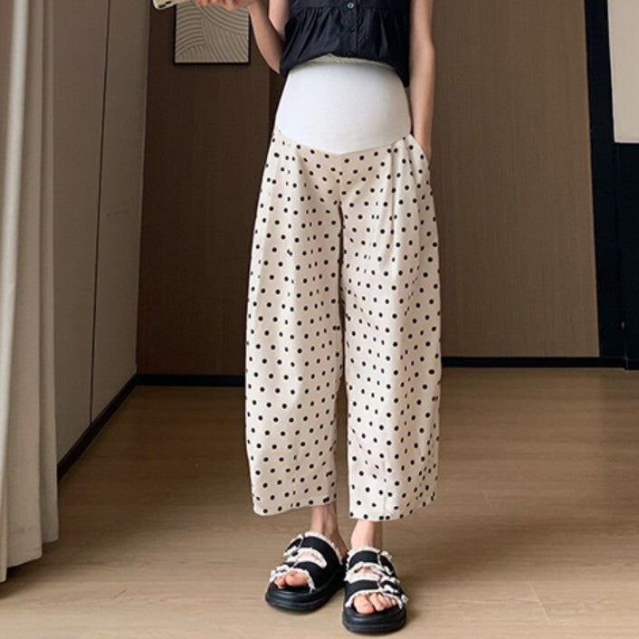 お腹切り替え ウエスト調整ゴム プレママ レディース パンツ ボトムス ワイドパンツ タックパンツ アンクル丈 ワイド フェミニン ハイウエスト ウエストゴム 切り替えデザイン ポケット かわいい 大人可愛い きれいめ シンプル カジュアル おしゃれ こなれ感 ガーリー キュート ナチュラル ドット柄 水玉 春 夏 マタニティ デート お出かけ 旅行 女子会 休日 ショッピング カフェ ランチ お家時間 楽ちん 普段使い 着回し M L XL 2XL 大きいサイズ ベージュ ベーシックカラー 春カラー