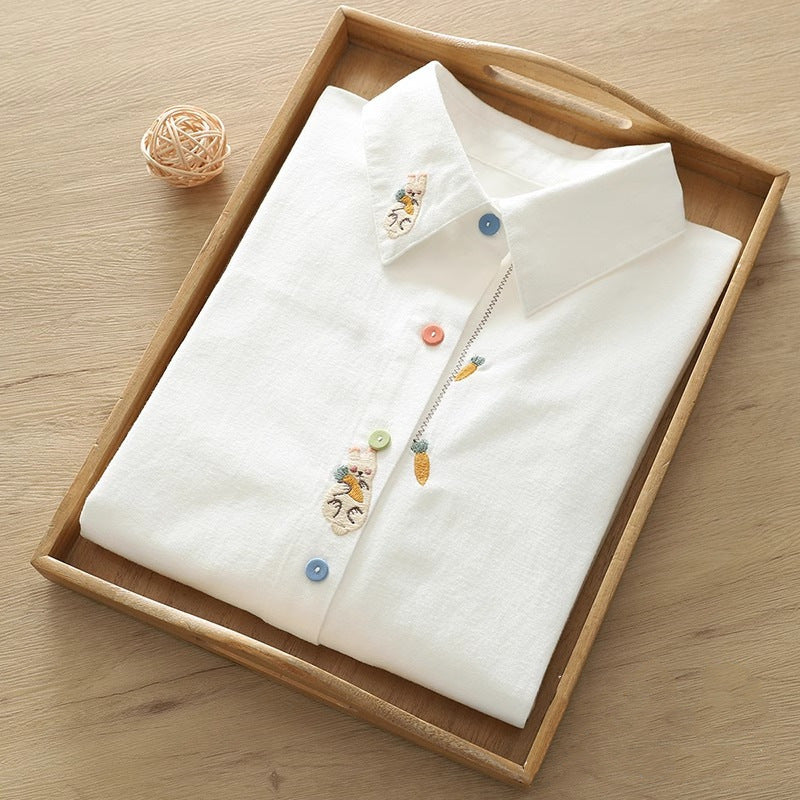 レディース トップス シャツ ブラウス 長袖 襟付き 角襟 丸襟 フェミニン 刺繍 前開き ボタン かわいい 大人可愛い きれいめ おしゃれ レトロ ガーリー ラブリー キュート クラシカル プレッピー アクティブ ロマンティック ナチュラル 無地 花柄 フラワー アニマル柄 キャラクター ワンポイント 春 秋 学生 デート お出かけ カフェ ランチ 重ね着 お揃い 双子 韓国 オルチャン コーデ 普段使い 着回し トレンド S M L XL 2XL 小さいサイズ 大きいサイズ 白 ホワイト クリーム