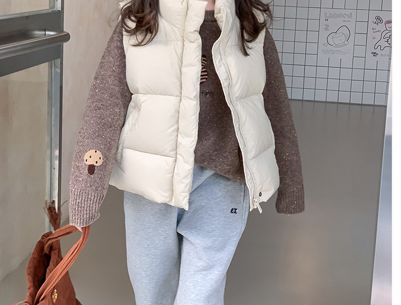 レディース トップス ベスト ノースリーブ 無地 ゆったり 体型カバー 袖なし ショート 男女兼用 シンプル ブラック ダウン ベージュ インナー